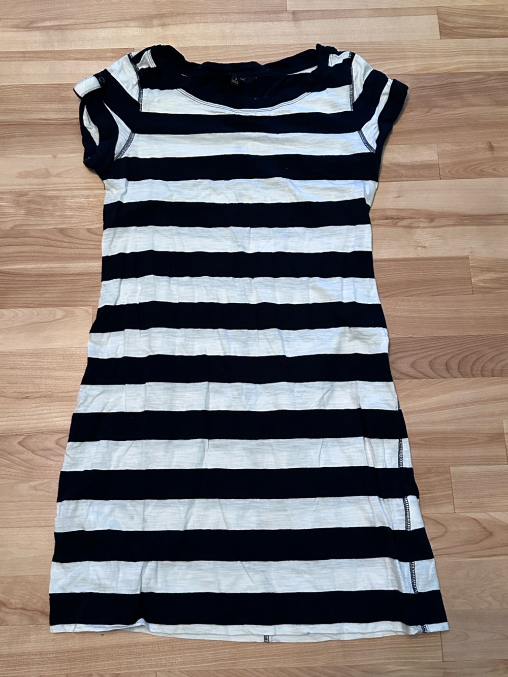 Banana Republic Factory Navy and White Striped T-Shirt Dress
